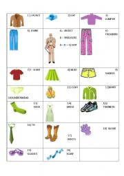 English Worksheet: clothing slide