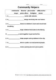 English worksheet: Community helpers