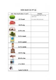 English worksheet: How Much Is It? (1)