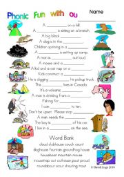 3 pages of Phonic Fun with ou: worksheet, story and key (#10)