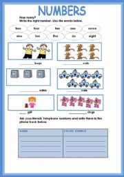 English Worksheet: NUMBERS