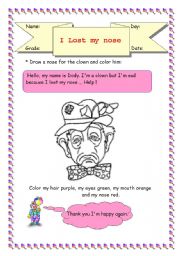 English worksheet: face / colors 