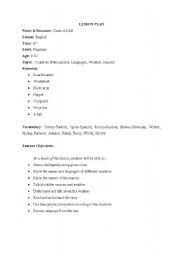 English worksheet: integrated lesson plan