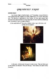 English Worksheet: Guy Fawkes Night Activities