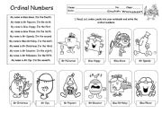 Ordinal numbers with Mr Men and Little Miss