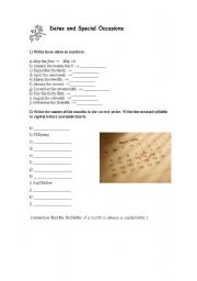 English Worksheet: DATES AND SPECIAL OCCASIONS