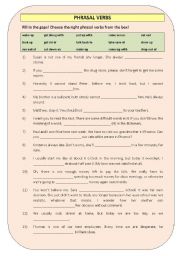 English Worksheet: Phrasal verbs - fill in the gaps