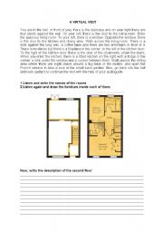 English worksheet: LETS VISIT MY HOUSE