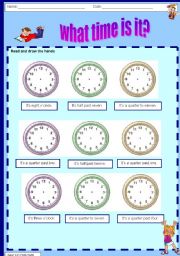 English Worksheet: What time is it 1