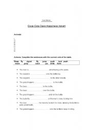 English worksheet: coca cola open happiness advert