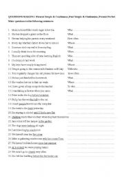 English Worksheet: Questions making