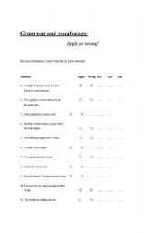 English worksheet: Grammar and vocabulary-WHat is wrong