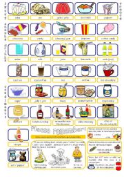 English Worksheet: Uncountable Food & Drink Nouns Pictionary Part 2/2.