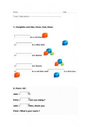 English Worksheet: this, these, those and that