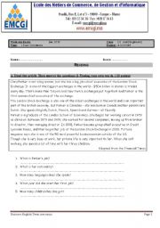 English Worksheet: Business English Testy for elemenetary classes