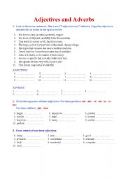 English worksheet: Adjectives and Adverbs