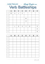 English Worksheet: Verb Battleship