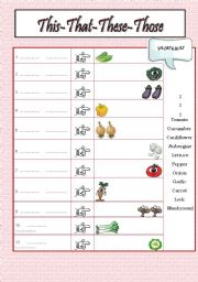 Demonstrative This-These-That-Those SET I (vegetables vocabulary)