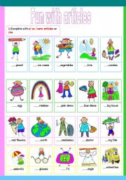 English Worksheet: articles