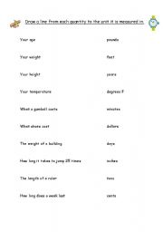 English Worksheet: measurement terms