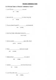 English worksheet: Present SImple or Continuous
