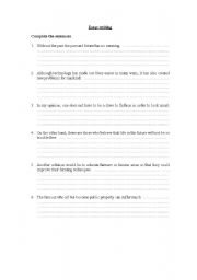 English worksheet: Topic sentences