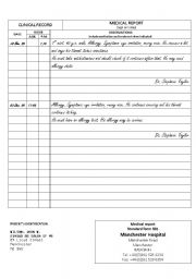 English worksheet: Medical reports