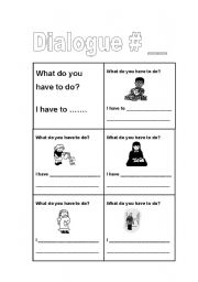 English worksheet: have to / has to dialogues