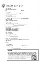 English Worksheet: Listening No doubt - Dont speak