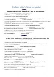 English Worksheet: VOCABULARY : HUMOUR - EDUCATION