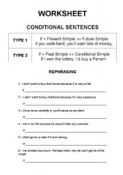 English Worksheet: Conditional sentences 1 and 2