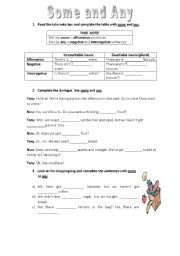 English Worksheet: Some and Any