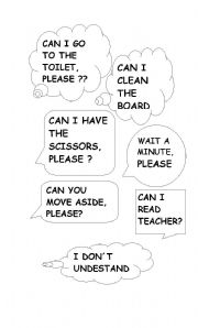 English Worksheet: MORE CLASSROOM LANGUAGE BUBBLES