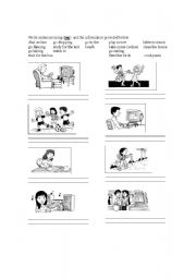 English Worksheet: A present continuous practice ideal for beginners