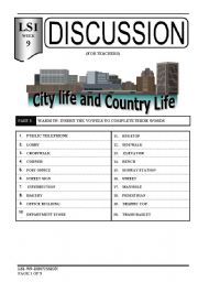 English Worksheet: speaking-city life and country life