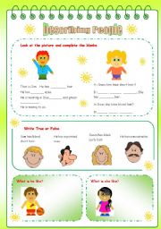 English Worksheet: Describing People