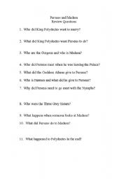 English Worksheet: Mythology Perseus and Medusa 