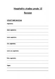 English worksheet: hospitality