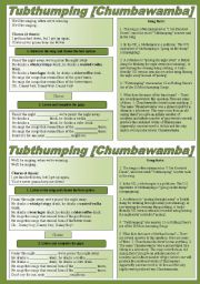 English Worksheet: SONG!!! Tubthumping [Chumbawamba] - Printer-friendly version included.