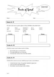 English Worksheet: Parts of Speech - NOUNS