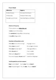 English Worksheet: Presesnt Simple Grammar-guid