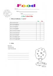 English Worksheet: Food