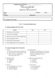 English Worksheet: test 8th form
