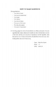 English Worksheet: procedure text