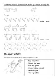 English Worksheet: Numbers and Farms animals