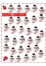 English Worksheet: Ordinals boardgame