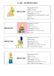 English Worksheet: simpsons ID card