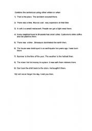 English worksheet: where and when