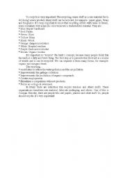 English Worksheet: TEXT ABOUT RECYCLING