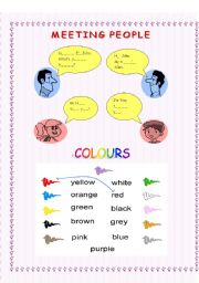 English worksheet: Meeting People and Colours for STARTERS